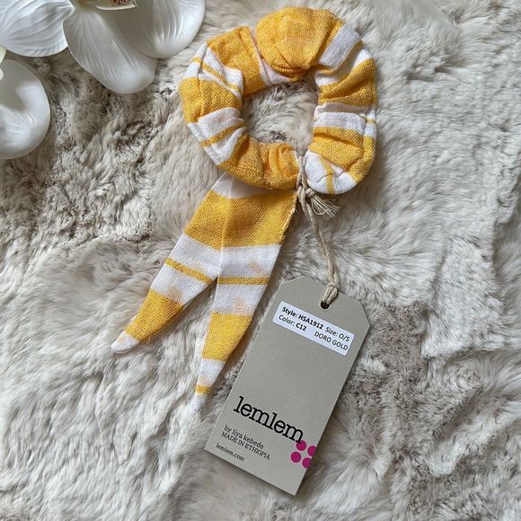 Lemlem Scrunchie Dora Gold C12 One Size Style HSA1912 - Picture 1 of 5